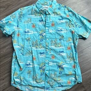 Urban Pipeline Blue Tropical Cactus Print Men's Shirt